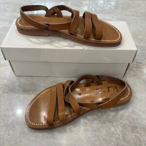 K. Jacques Talara Sandals in Camel Leather, Size 40